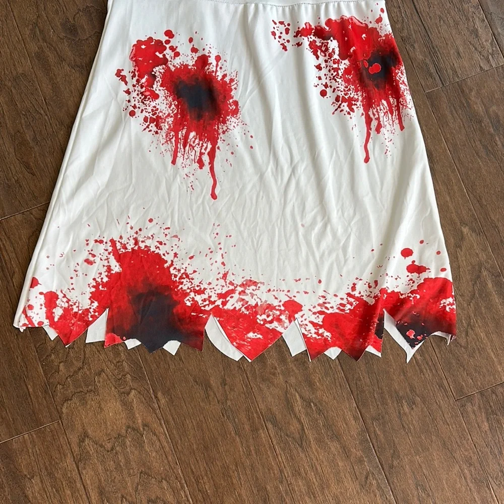 🩸👩🏽⚕️Girls Halloween “Bloody Nurse” Costume Dress – Spooky & Fun! - Picture 3 of 9